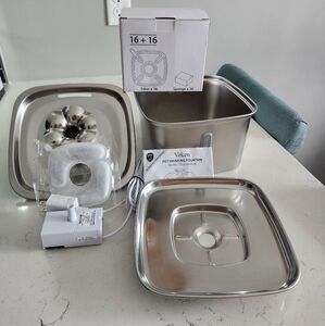 Veken Pet Stainless Steel Water Fountain + Pack of 16 Filters